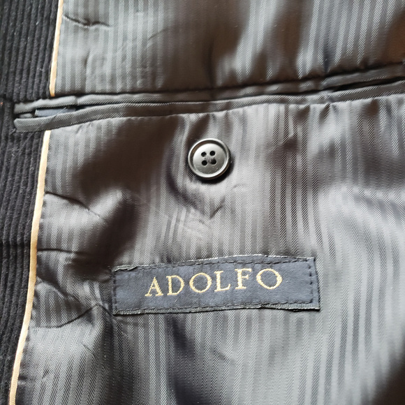 Adolpho Mens 44R Black Cotton Corduroy Sportcoat - Picture 4 of 8